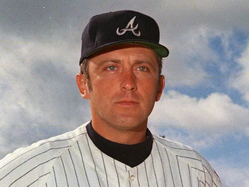 Atlanta Braves pitcher Phil Niekro poses