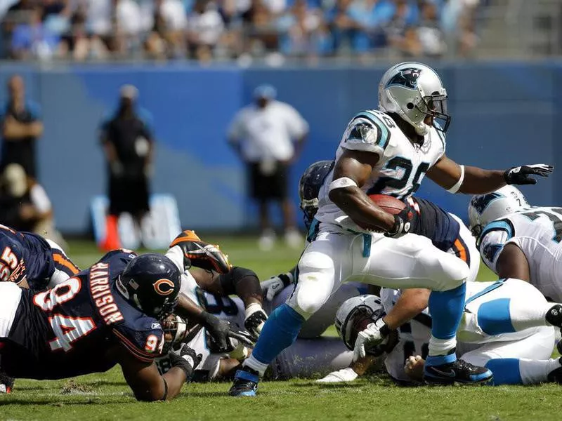 Carolina Panthers running back Jonathan Stewart carries the ball