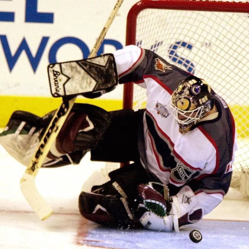 Phoenix Coyotes goaltender Sean Burke makes a save