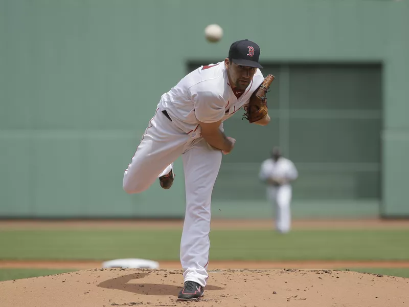 Boston Red Sox pitcher Nathan Eovaldi delivers a pitch