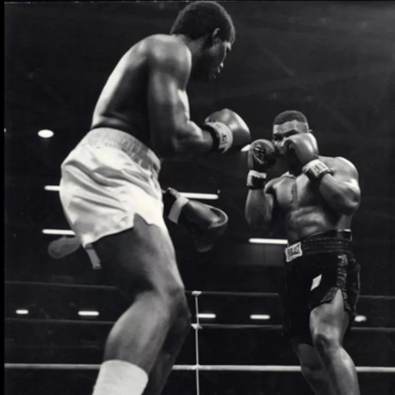 James “Buster” Douglas and Mike Tyson fighting