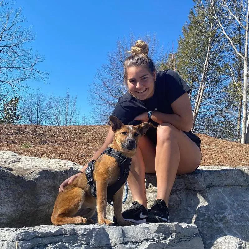 Sarah Fuller with her dog