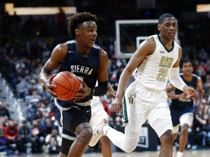 Bronny playing against St. Vincent-St. Mary