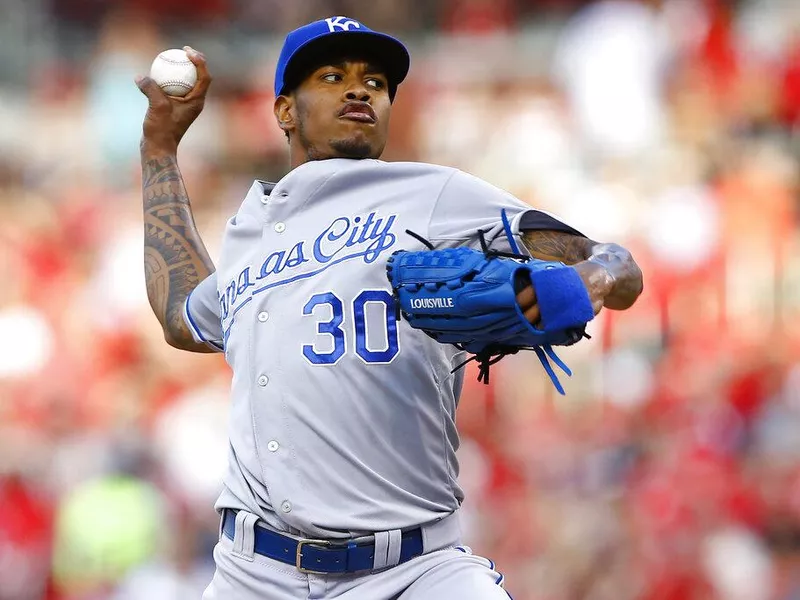 Yordano Ventura pitching for Kansas City Royals