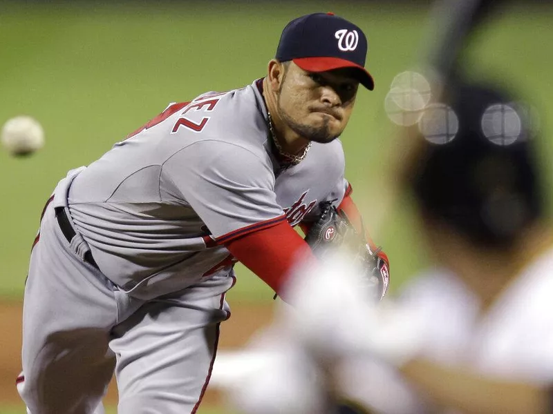 Henry Rodriguez pitching for Washington Nationals