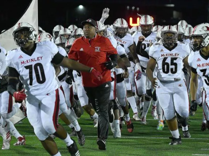 Canton McKinley Bulldogs running on field