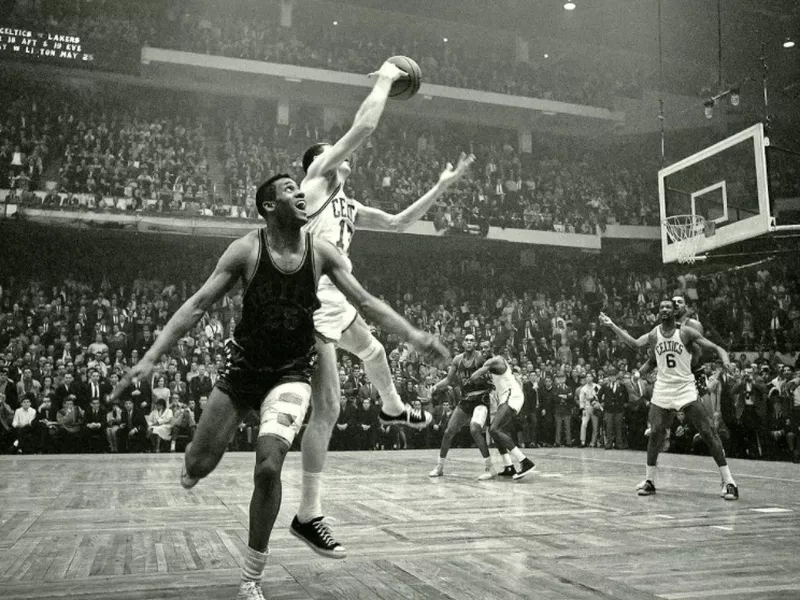 John Havlicek steals Hal Greer's pass