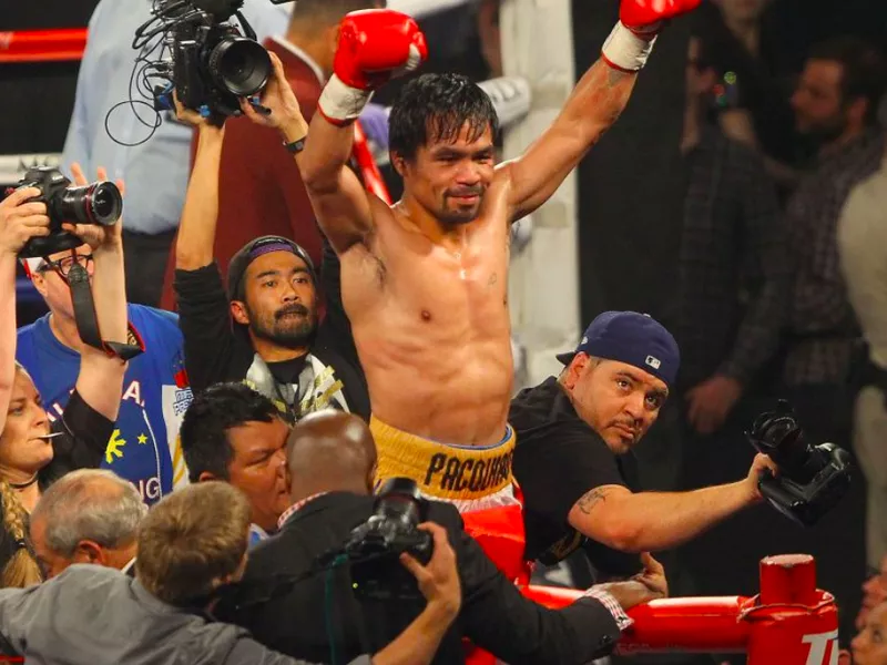 Manny Pacquiao celebrating