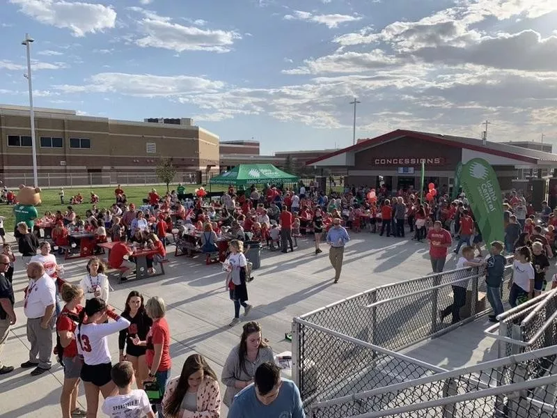 Students and families at Bobcat Stadium