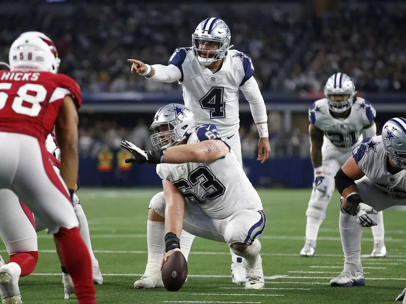 Cowboys quarterback Dak Prescott and center Tyler Biadasz