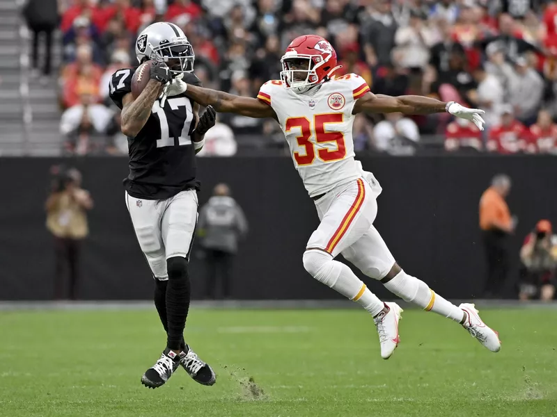 Las Vegas Raiders wide receiver Davante Adams catches a pass