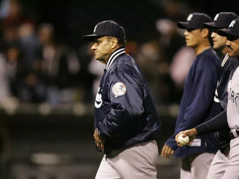 Joe Torre leaving the field