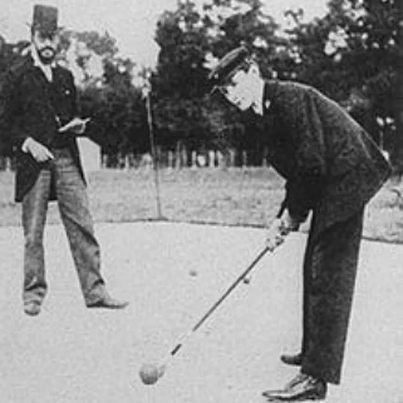 Men participating in croquet