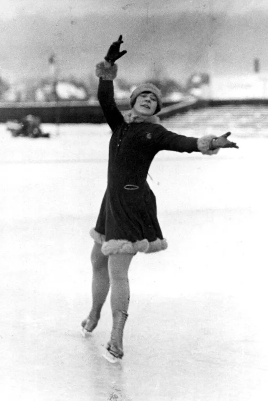 Sonja Henie practices in Oslo, Norway