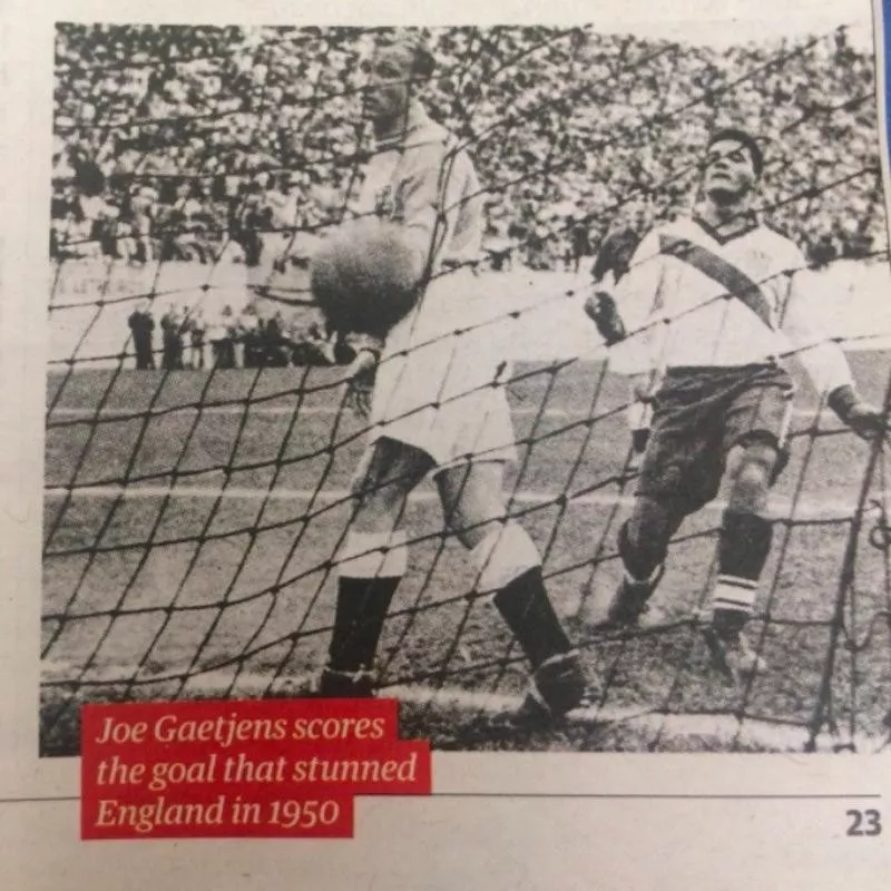 English squad is upset by an American squad, 1950