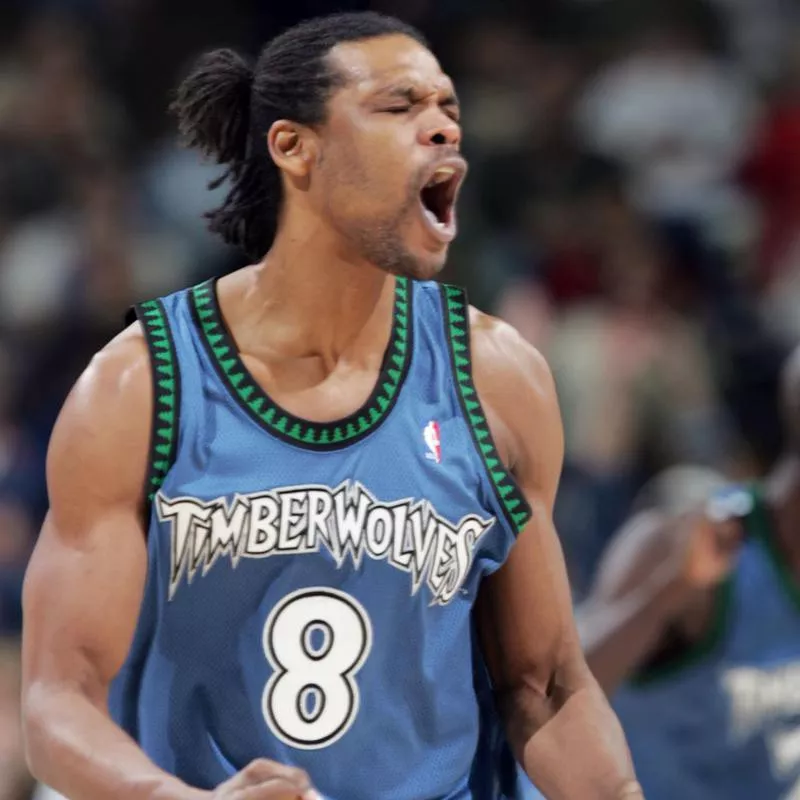 Minnesota Timberwolves forward Latrell Sprewell celebrates