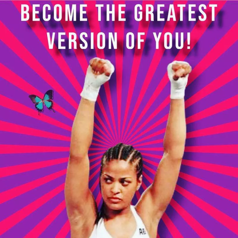 Laila Ali posing for a meme