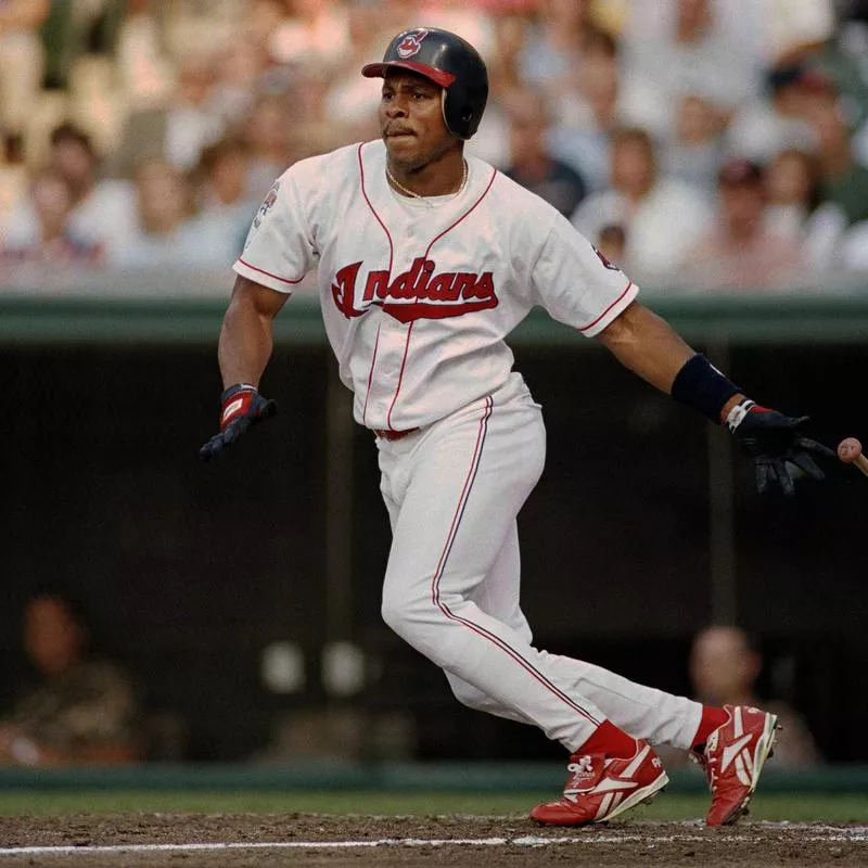 Albert Belle hits the ball