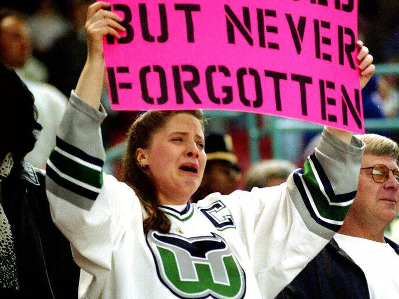 Hartford Whalers fan Jennifer Rice