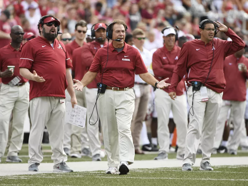 Alabama football coach Nick Saba