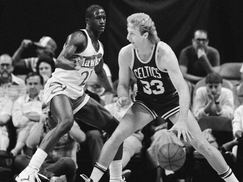 Dominique Wilkins and Larry Bird