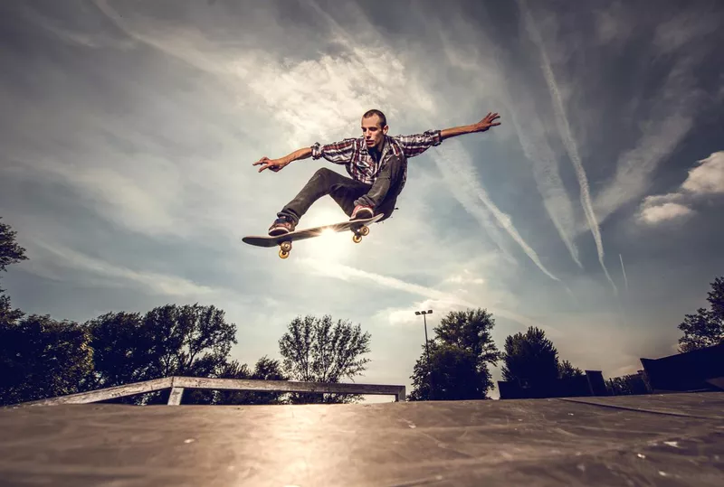 Skateboarder doing an ollie