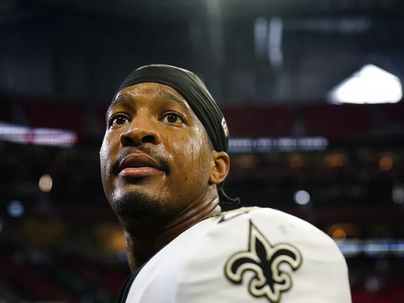 New Orleans Saints quarterback Jameis Winston on field