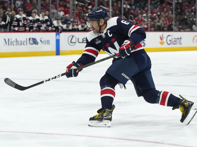 Washington Capitals left wing Alex Ovechkin shoots