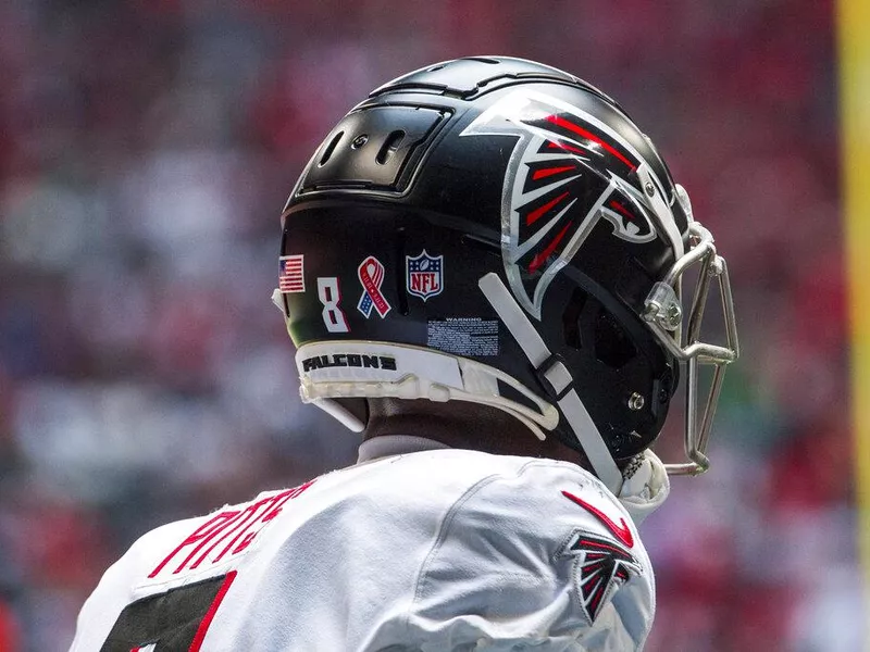 Atlanta Falcons logo on helmet