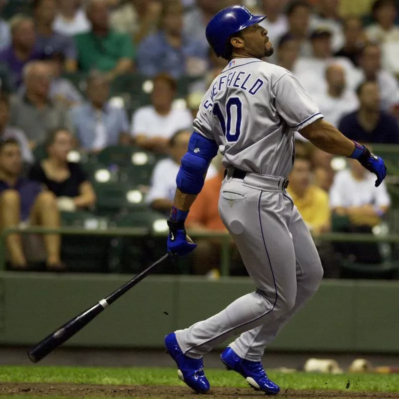 Los Angeles Dodgers' Gary Sheffield hits a home run