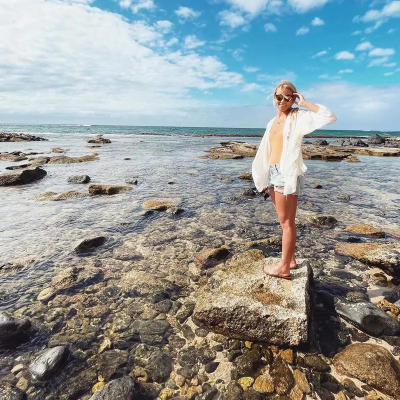 Mikaela Shiffrin at the beach