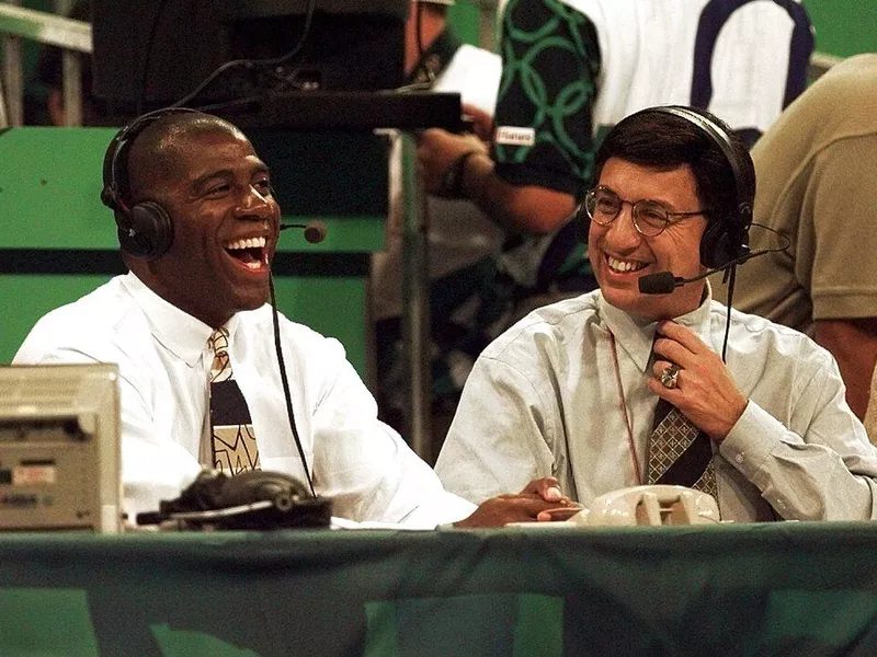 Magic Johnson and Marv Albert