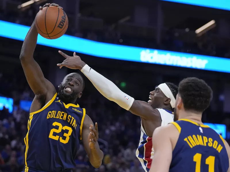 Golden State Warriors forward Draymond Green grabs a rebound