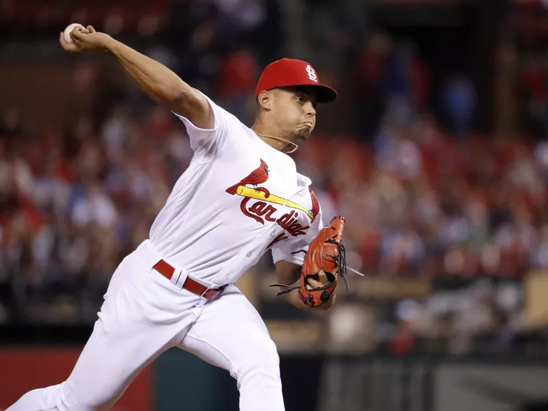 St. Louis Cardinals relief pitcher Jordan Hicks throws