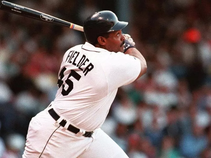 Cecil Fielder of Detroit Tigers hits home run against Cleveland Indians