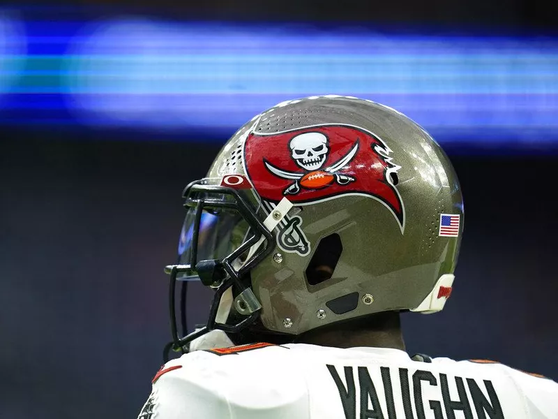 Tampa Bay Buccaneers logo on helmet