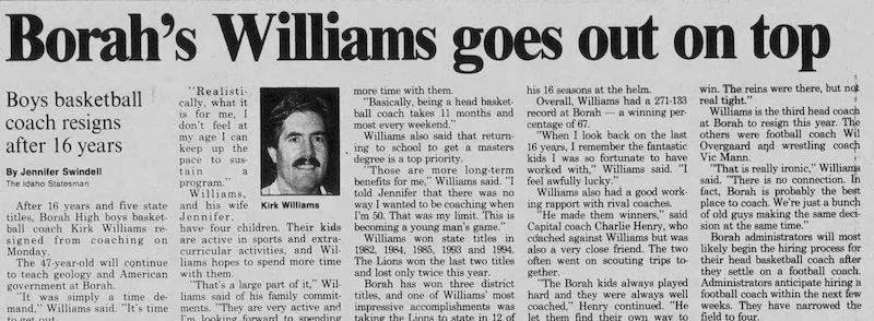 Borah High's Kirk Williams in 1994