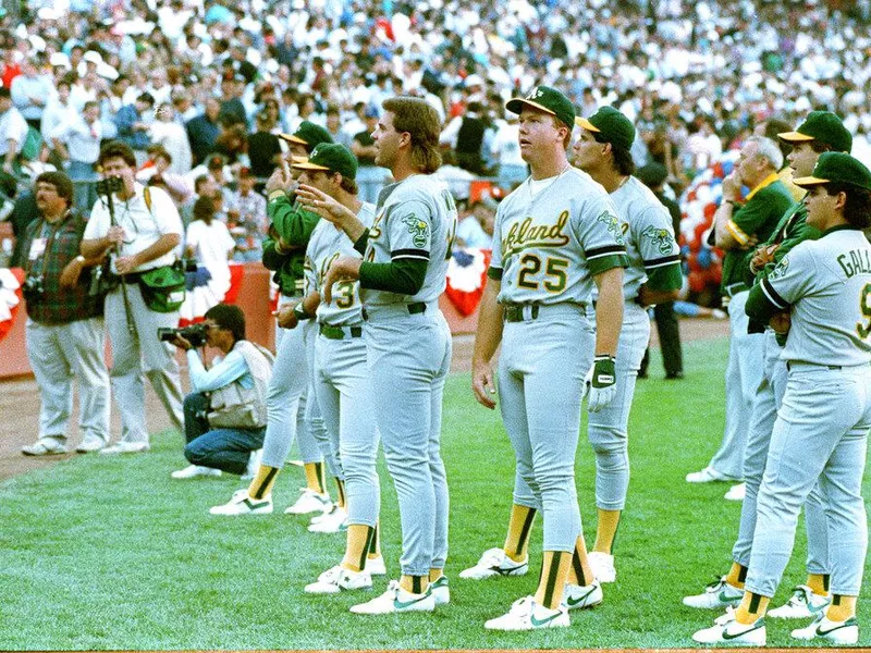 Members of the Oakland Athletics on Oct. 17, 1989