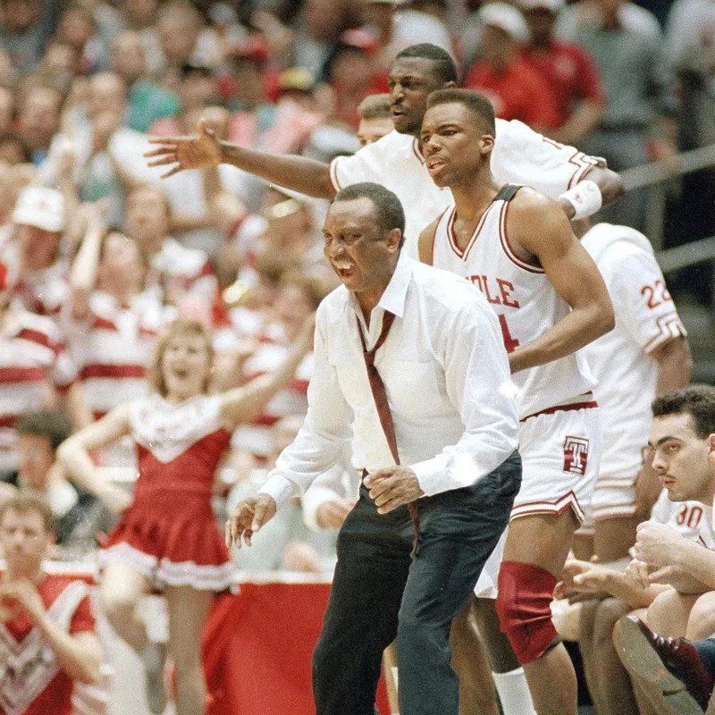 Temple coach John Chaney watches team