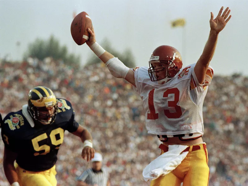 Todd Marinovich raises ball
