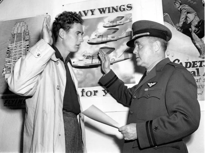 Ted Williams enlisting in U.S. Navy