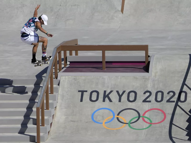 Jagger Eaton competes in street skateboarding