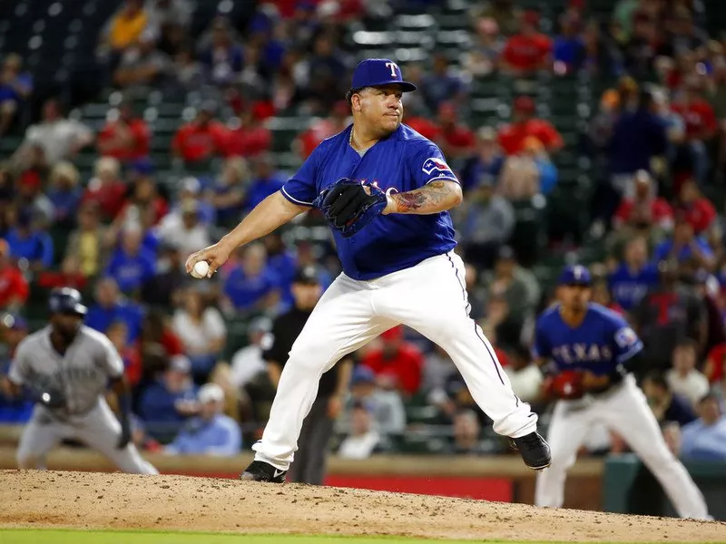 Bartolo Colon pitching for Texas Rangers