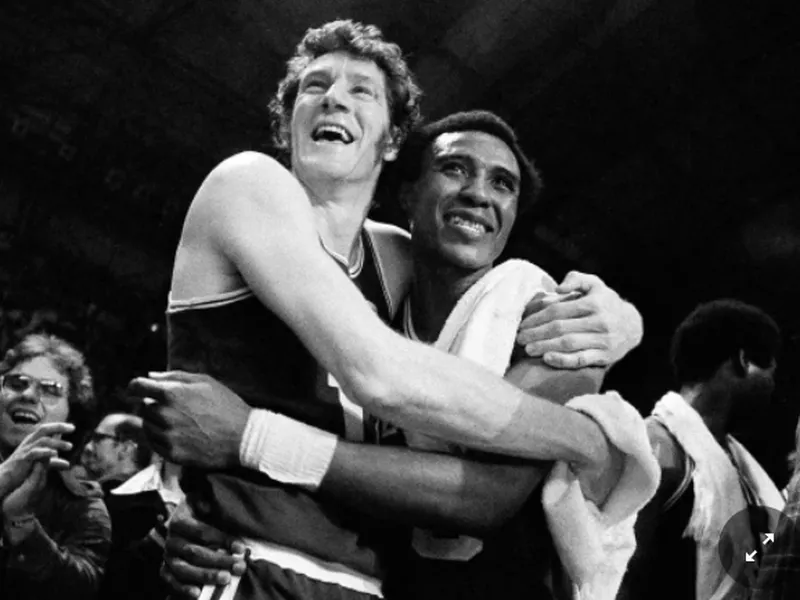 Don Chaney and Jo Jo White embracing