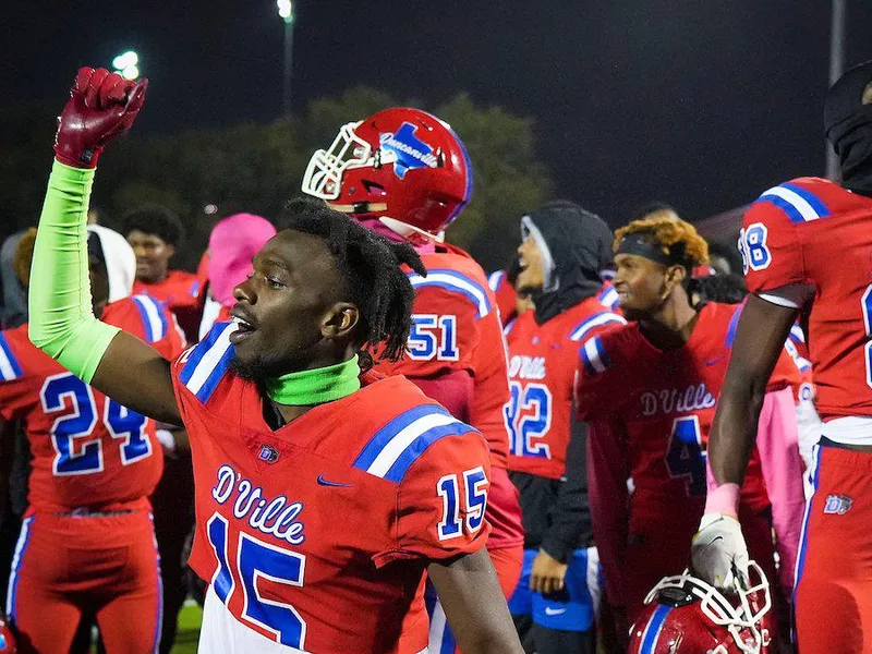 Duncanville High football player celebrating