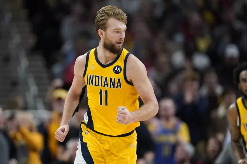 Indiana Pacers' Domantas Sabonis reacts