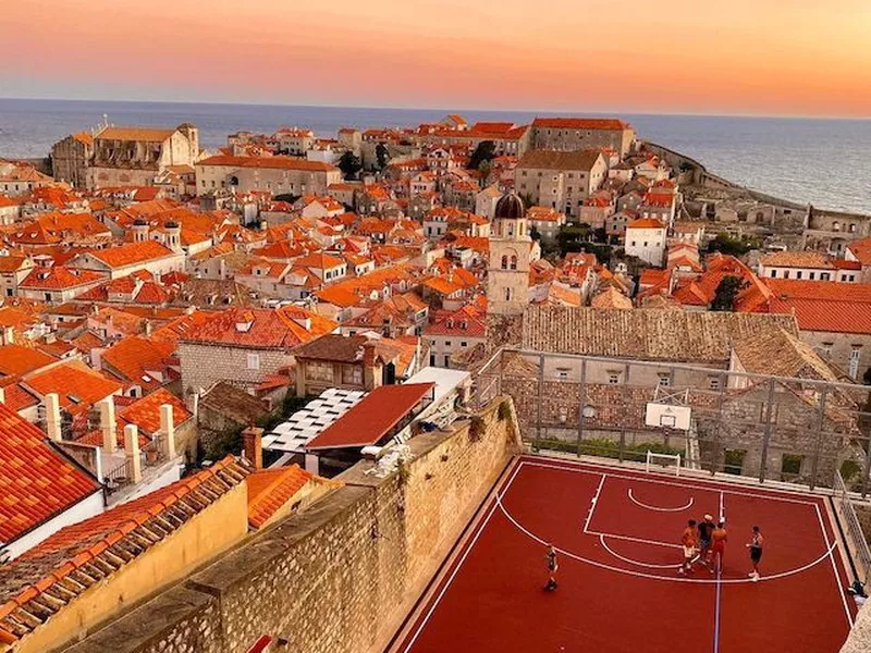 City Wall Rooftop Court in Dubrovnik, Croatia