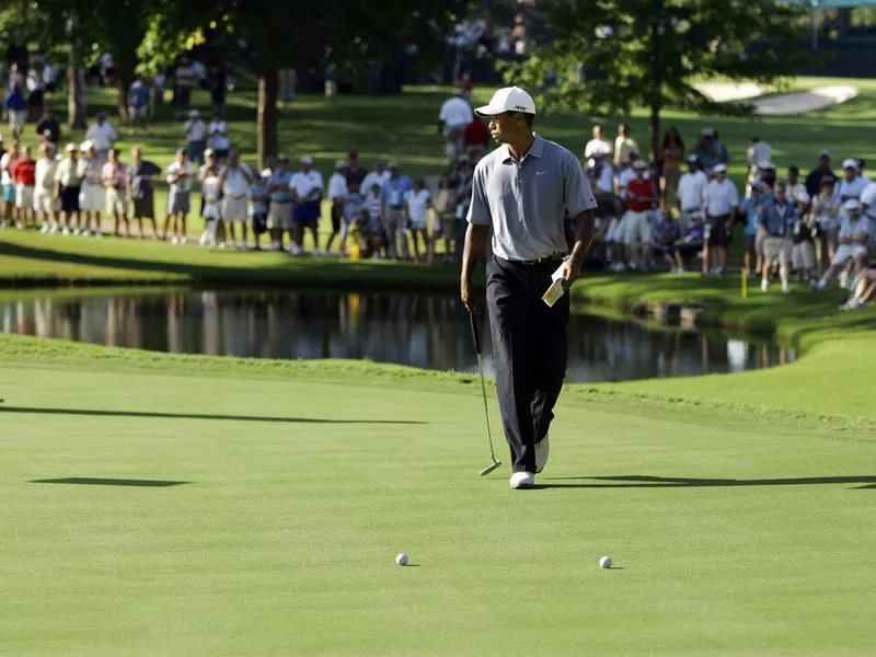 Tiger Woods on putting green