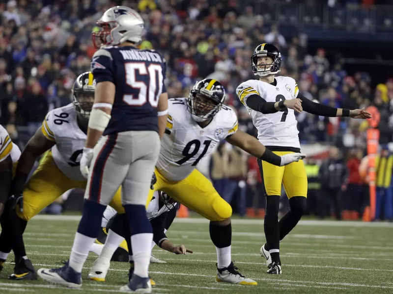 Pittsburgh Steelers kicker Chris Boswell looks on after his kick