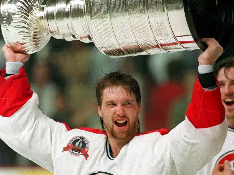 Patrick Roy celebrates